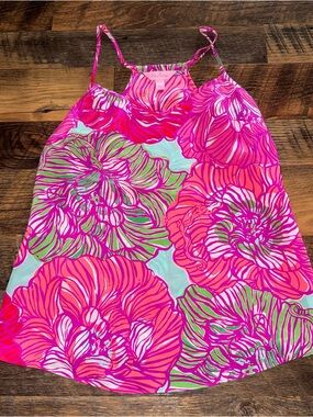 Lilly Pulitzer Bright Pink, Fuchsia & Green Tropical Shell Summer Top